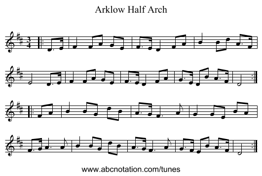 Arklow Half Arch - staff notation