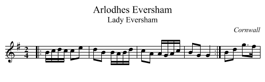 Arlodhes Eversham - staff notation
