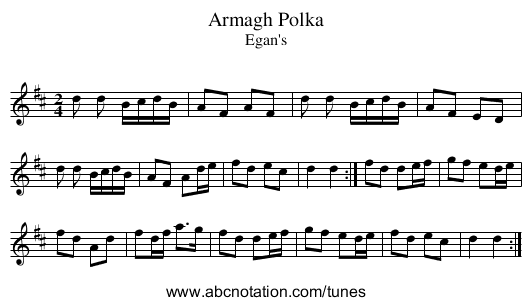 Armagh Polka - staff notation