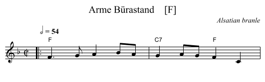 Arme B&uuml;rastand    [F] - staff notation