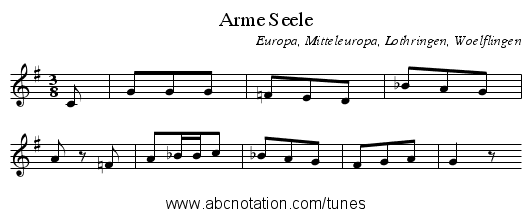 Arme Seele - staff notation