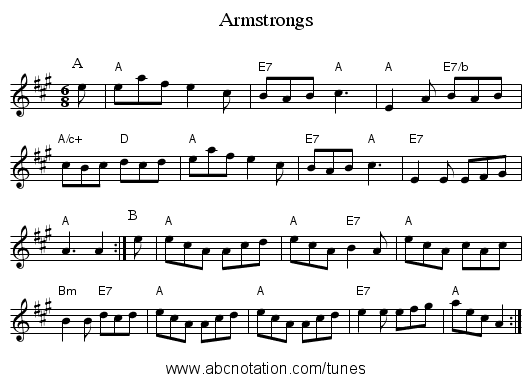 Armstrongs - staff notation