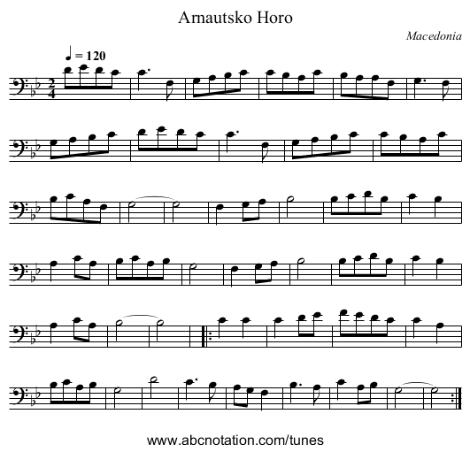 Arnautsko Horo - staff notation