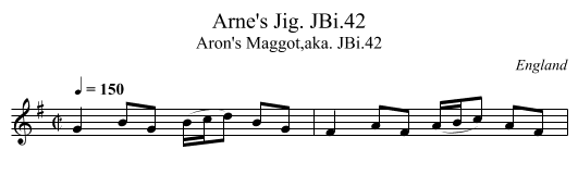 Arne's Jig. JBi.42 - staff notation