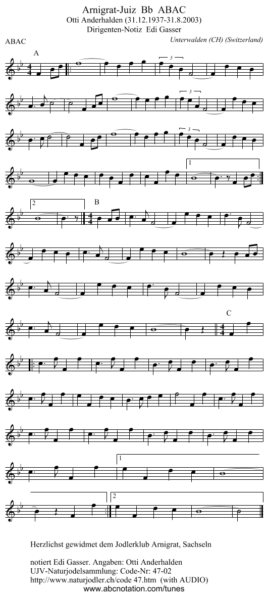 Arnigrat-Juiz  Bb  ABAC - staff notation