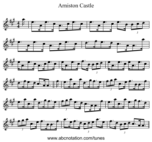 Arniston Castle - staff notation