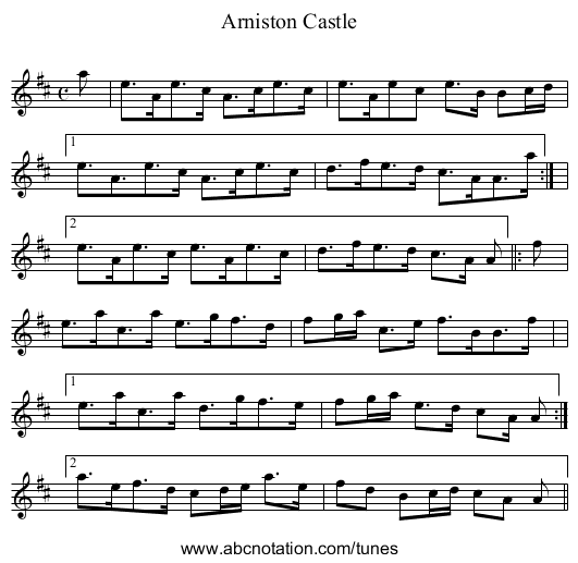 Arniston Castle - staff notation
