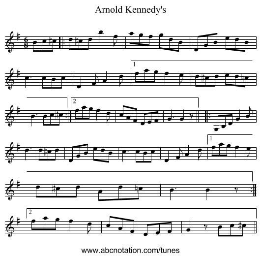 Arnold Kennedy's - staff notation