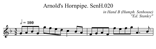 Arnold's Hornpipe. SenH.020 - staff notation