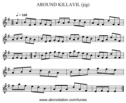 AROUND KILLAVIL (jig) - staff notation