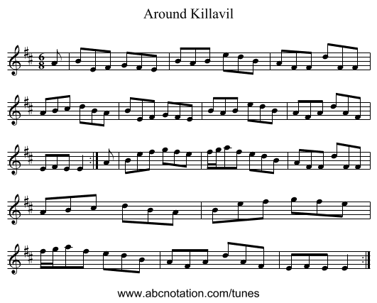 Around Killavil - staff notation