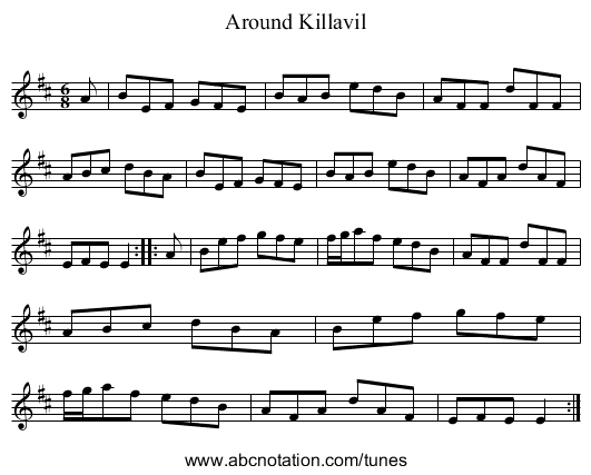 Around Killavil - staff notation