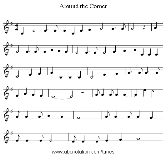 Around the Corner - staff notation