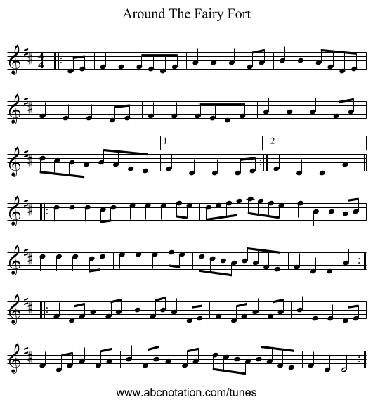 Around The Fairy Fort - staff notation