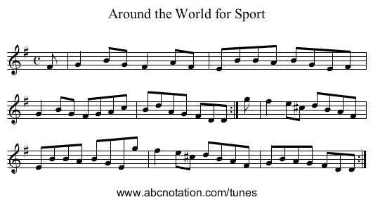 Around the World for Sport - staff notation