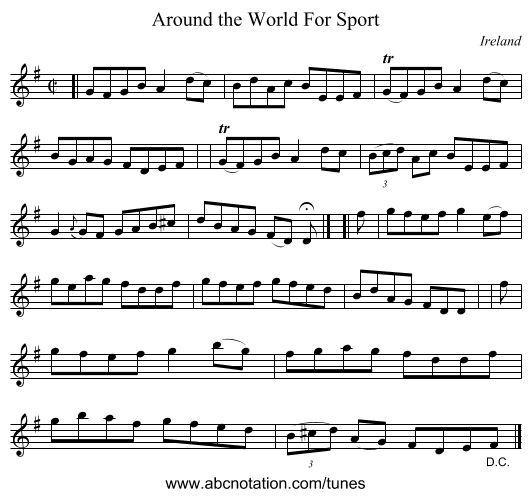 Around the World For Sport - staff notation