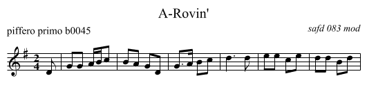 A-Rovin' - staff notation