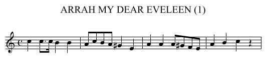 ARRAH MY DEAR EVELEEN (1) - staff notation