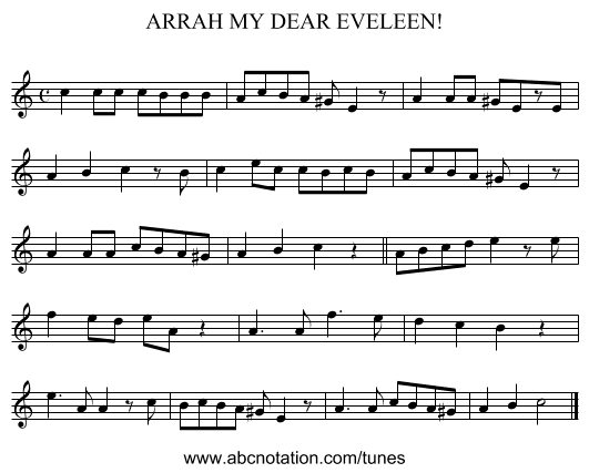 ARRAH MY DEAR EVELEEN! - staff notation