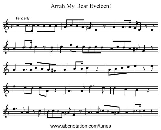 Arrah My Dear Eveleen! - staff notation