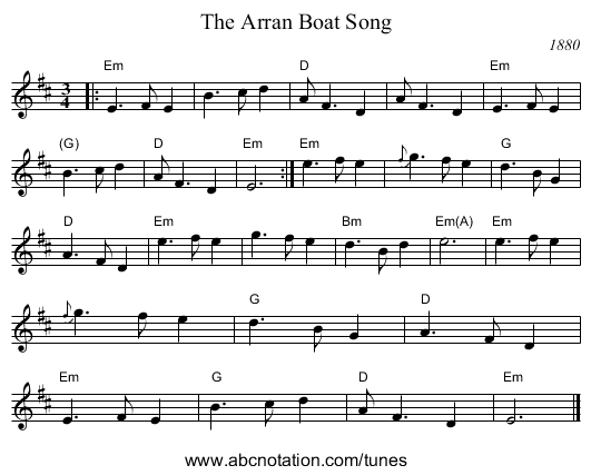 Arran Boat Song, The - staff notation