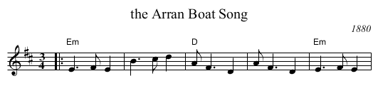 Arran Boat Song, the  - staff notation