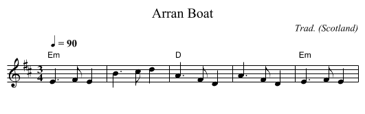 Arran Boat - staff notation