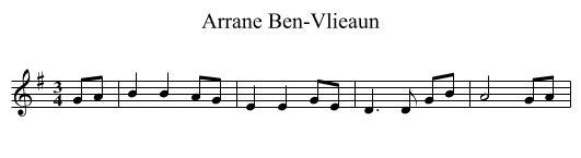 Arrane Ben-Vlieaun - staff notation