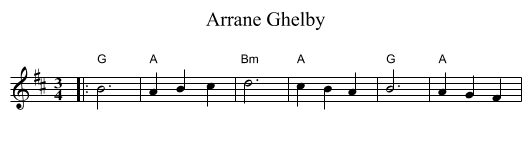 Arrane Ghelby - staff notation