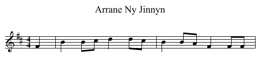 Arrane Ny Jinnyn - staff notation