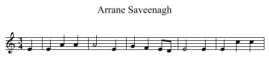 Arrane Saveenagh - staff notation
