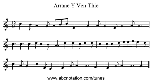 Arrane Y Ven-Thie - staff notation