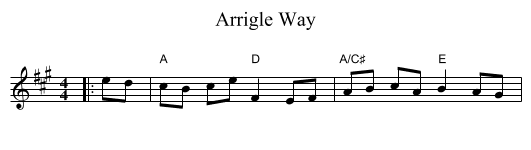 Arrigle Way - staff notation