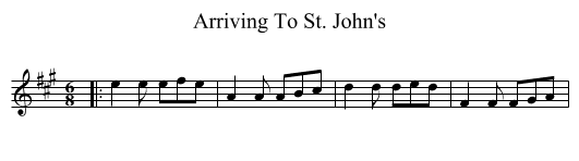 Arriving To St. John's - staff notation