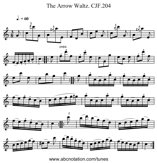 Arrow Waltz. CJF.204, The - staff notation