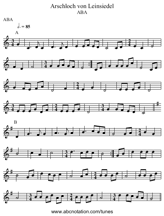 Arschloch von Leinsiedel - staff notation