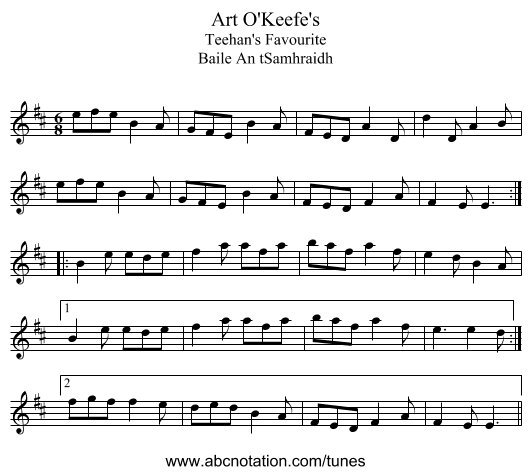 Art O'Keefe's - staff notation