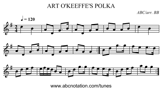 ART O'KEEFFE'S POLKA - staff notation