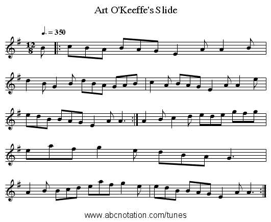 Art O'Keeffe's Slide - staff notation