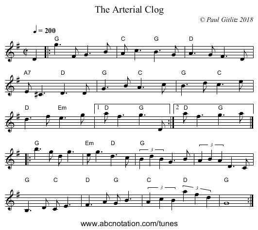 Arterial Clog, The - staff notation