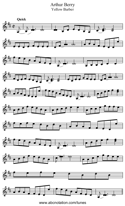 Arthur Berry - staff notation