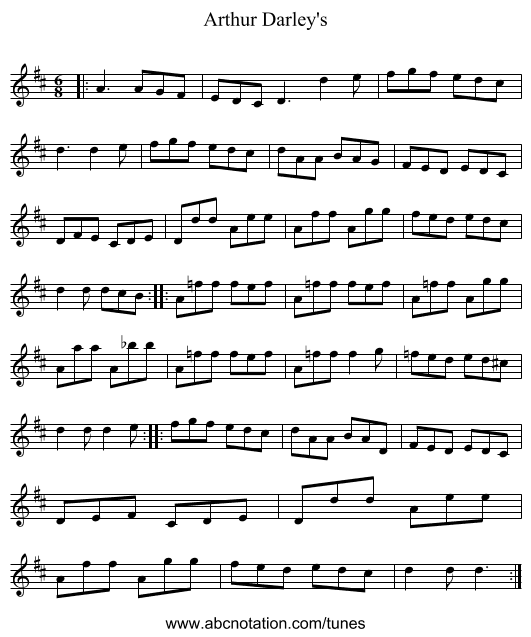 Arthur Darley's - staff notation