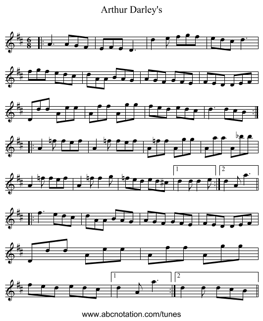 Arthur Darley's - staff notation