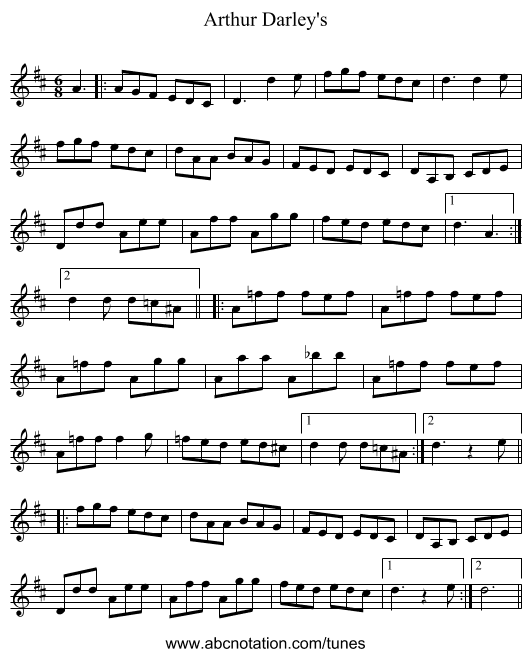 Arthur Darley's - staff notation