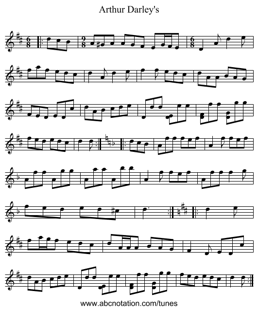 Arthur Darley's - staff notation