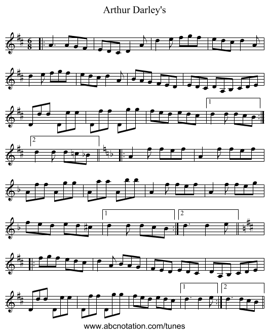 Arthur Darley's - staff notation