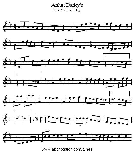 Arthur Darley's - staff notation