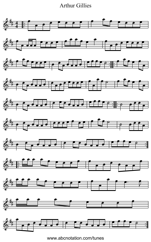 Arthur Gillies - staff notation