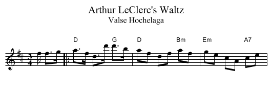 Arthur LeClerc's Waltz - staff notation