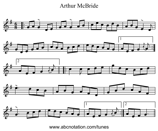Arthur McBride - staff notation